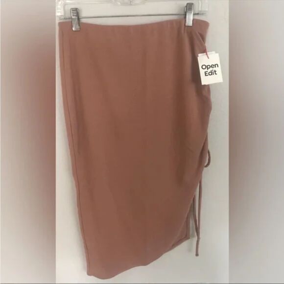 Nordstrom Open Edit Ruched Skirt in Tan Mocha Size‎ Small NWT - Picture 4 of 4